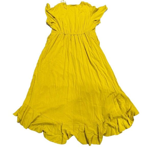 Torrid Maxi Rayon‎ Slub Surplice Wrap Dress Sulphur Plus Size 2X Boho Relax - Picture 12 of 13